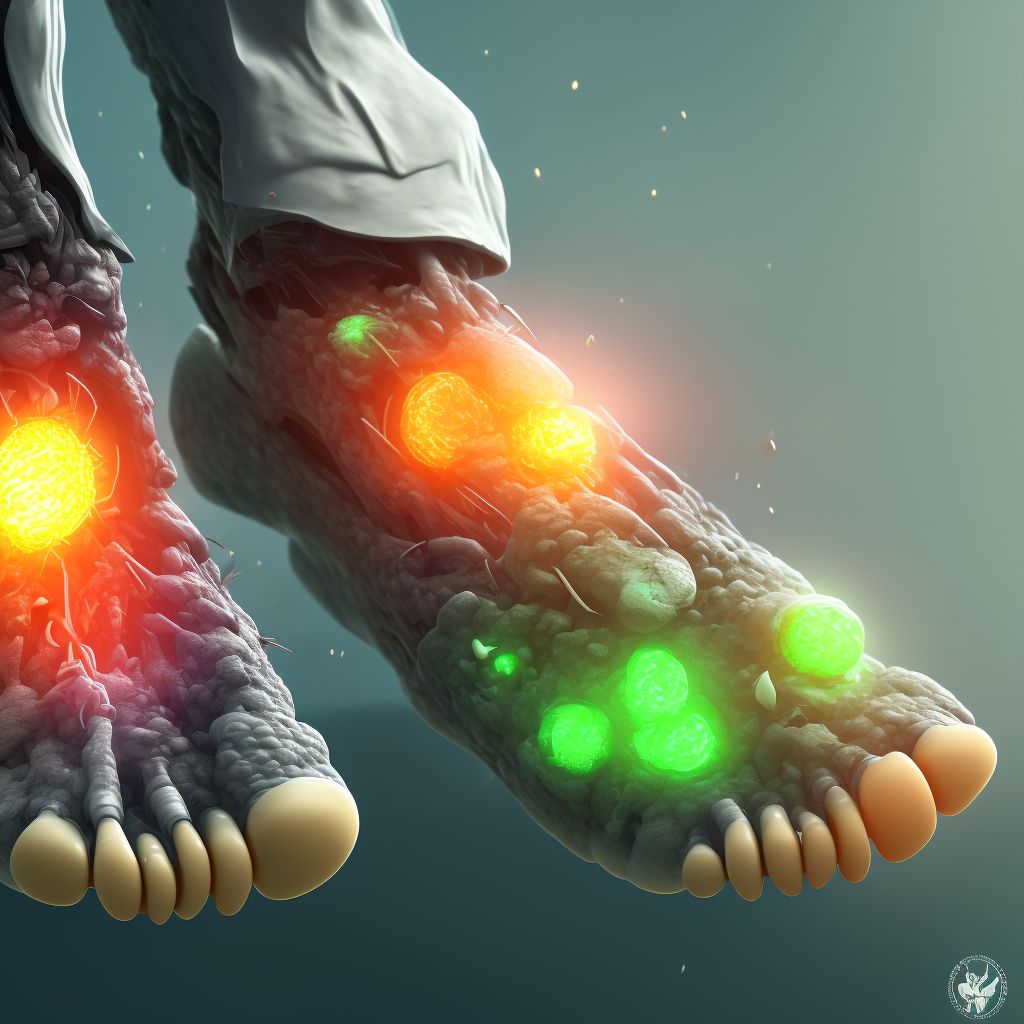 Complete traumatic amputation of two or more left lesser toes, initial encounter digital illustration