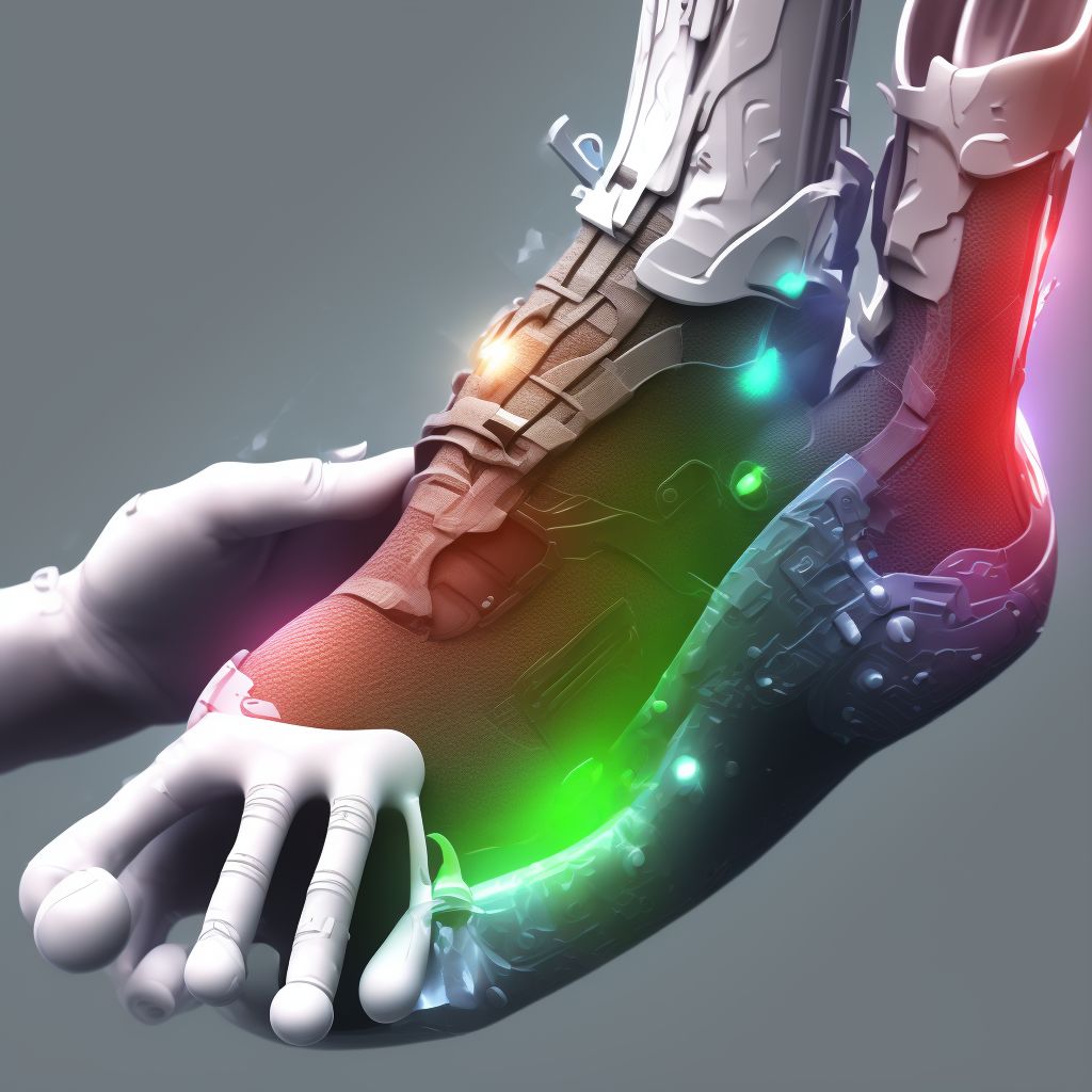 Partial traumatic amputation of right midfoot, initial encounter digital illustration