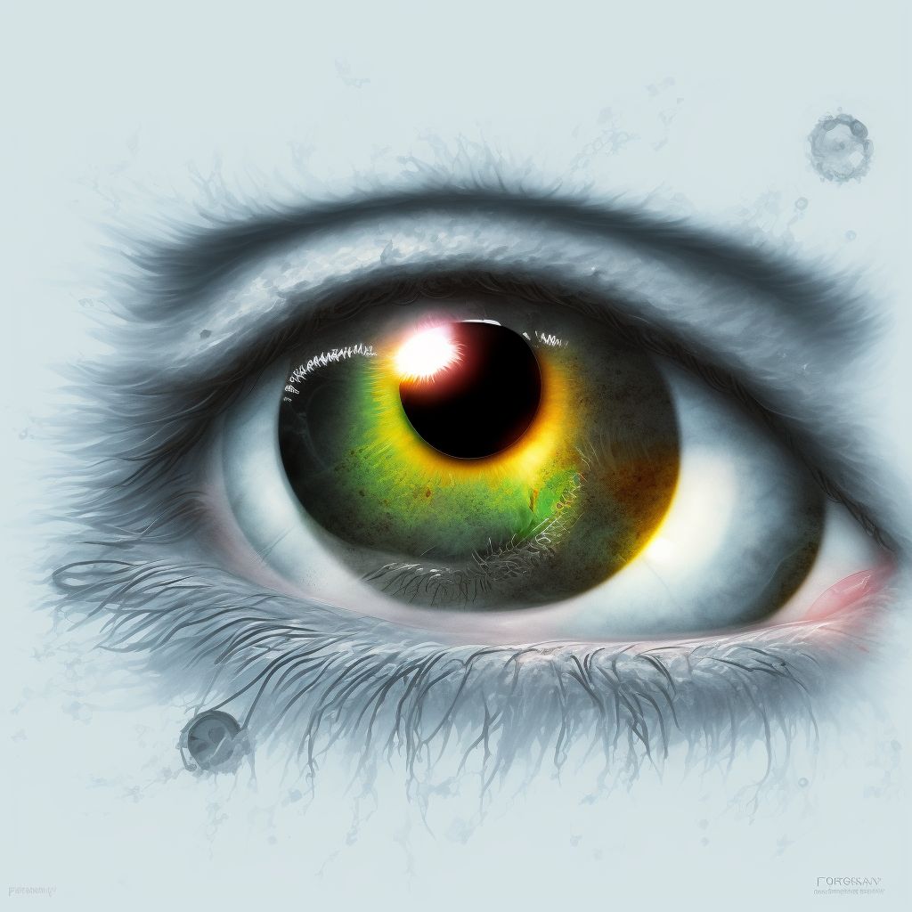 Foreign body in cornea, unspecified eye, subsequent encounter digital illustration