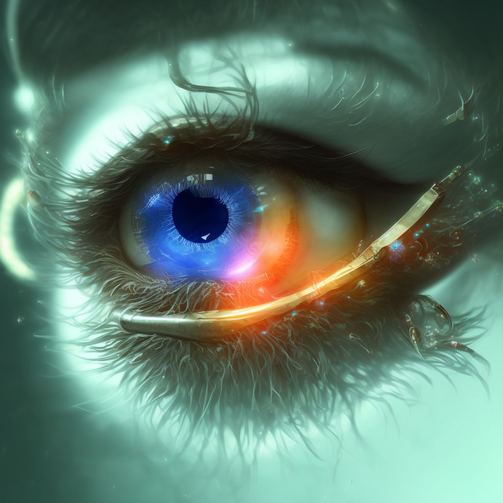 Foreign body in cornea, left eye, initial encounter digital illustration