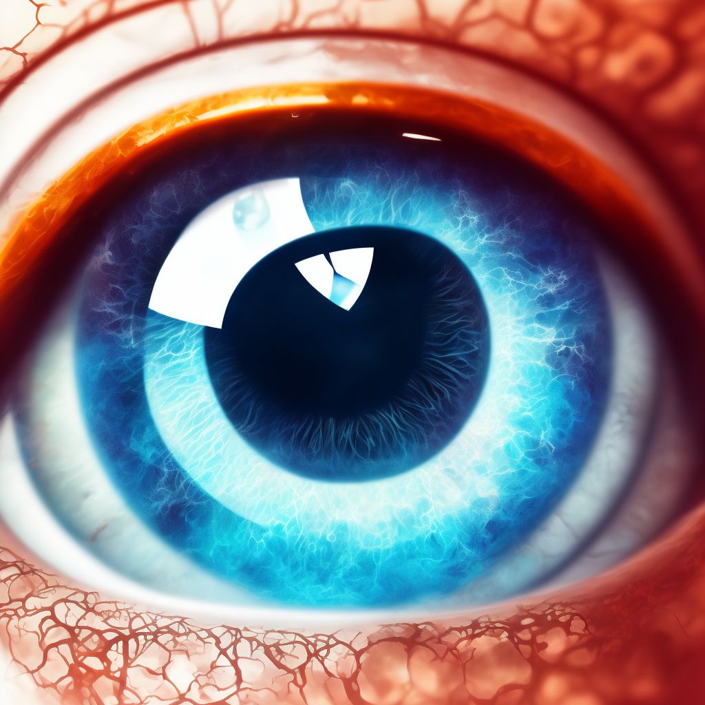 Foreign body in other and multiple parts of external eye, right eye, sequela digital illustration