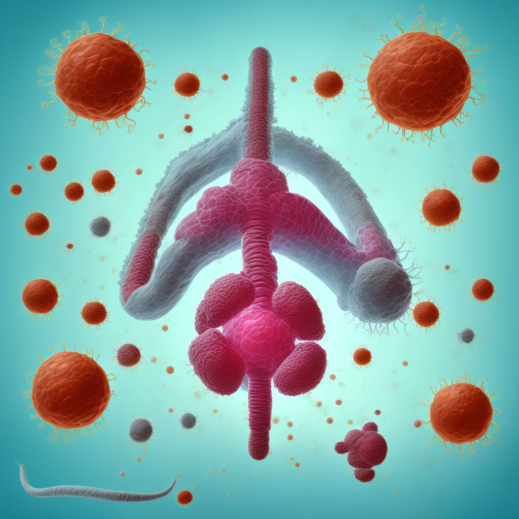 Gastric contents in pharynx causing asphyxiation, sequela digital illustration