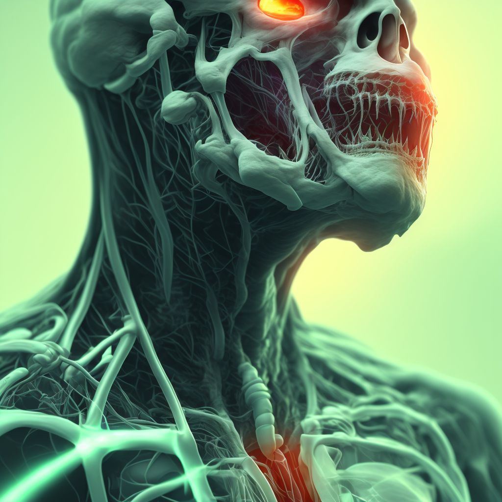 Unspecified foreign body in larynx causing asphyxiation, initial encounter digital illustration