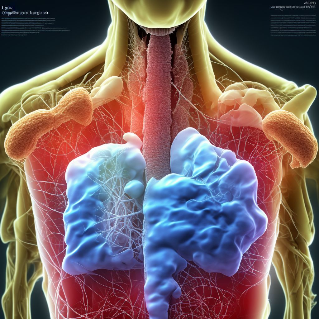 Gastric contents in larynx causing asphyxiation, initial encounter digital illustration