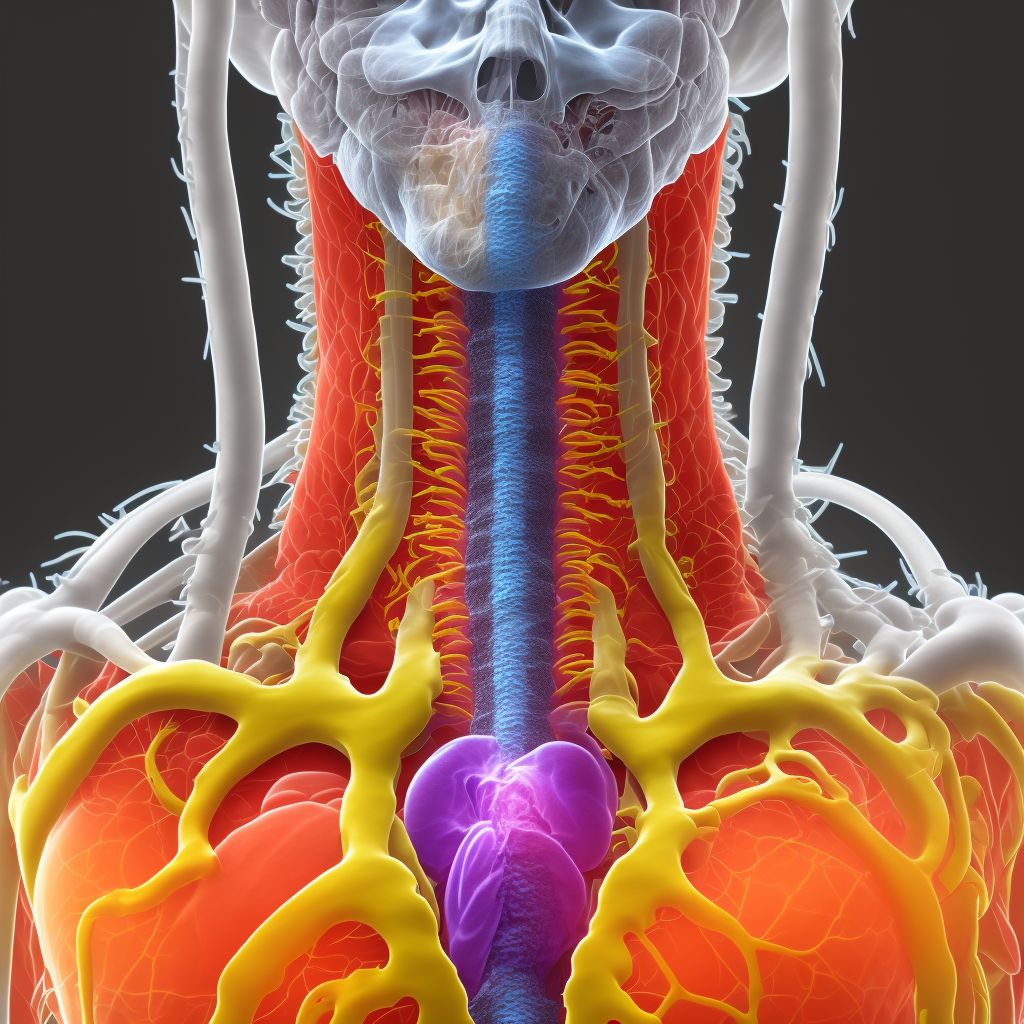 Unspecified foreign body in trachea causing asphyxiation, sequela digital illustration