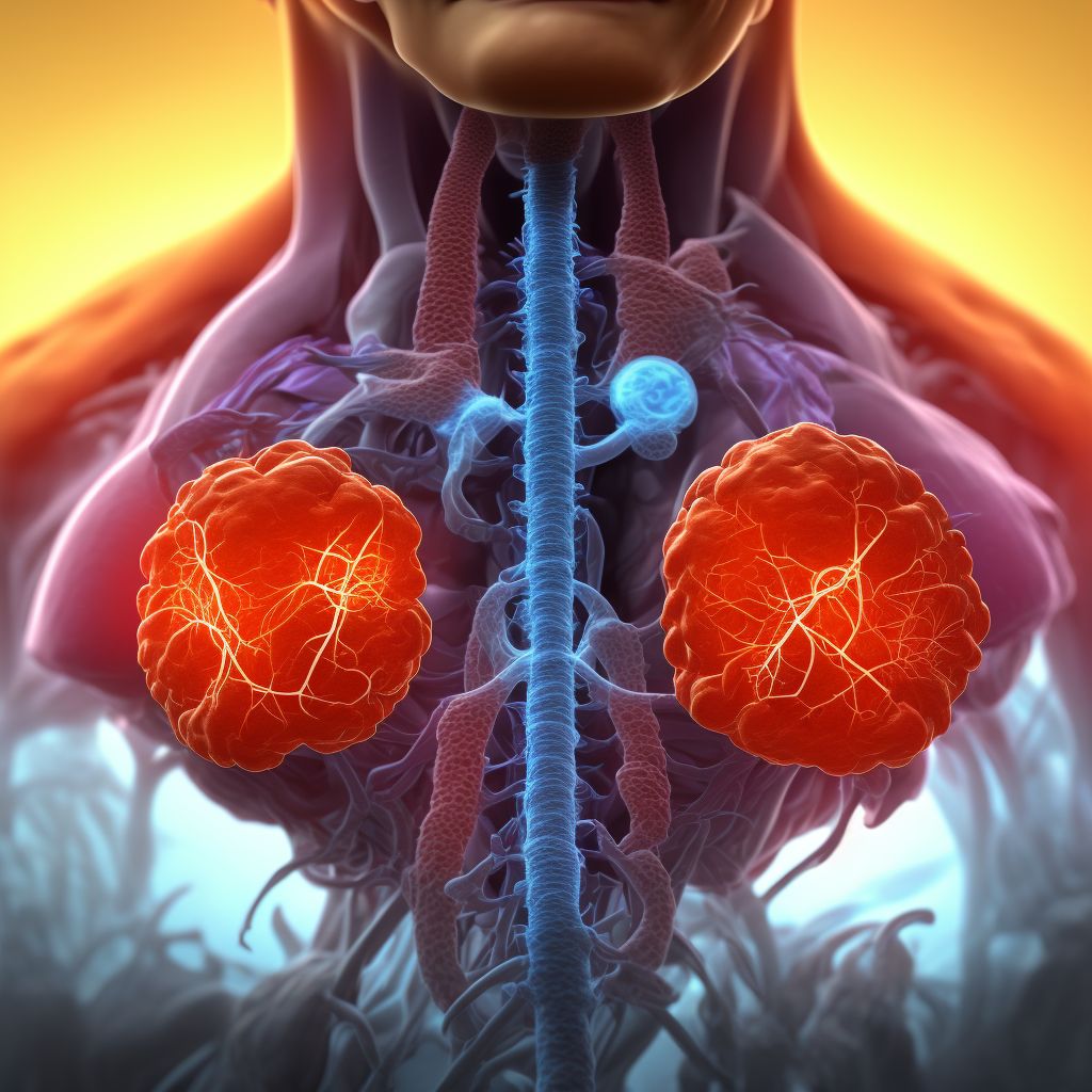 Gastric contents in trachea causing asphyxiation, sequela digital illustration