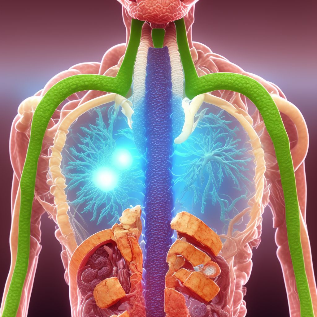 Gastric contents in trachea causing other injury, sequela digital illustration