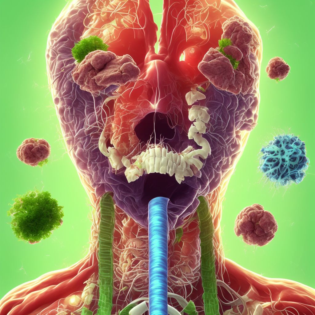 Food in trachea causing other injury, sequela digital illustration