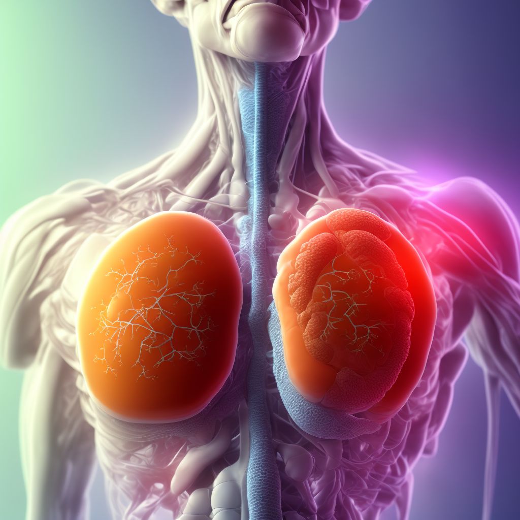 Gastric contents in bronchus causing asphyxiation, initial encounter digital illustration