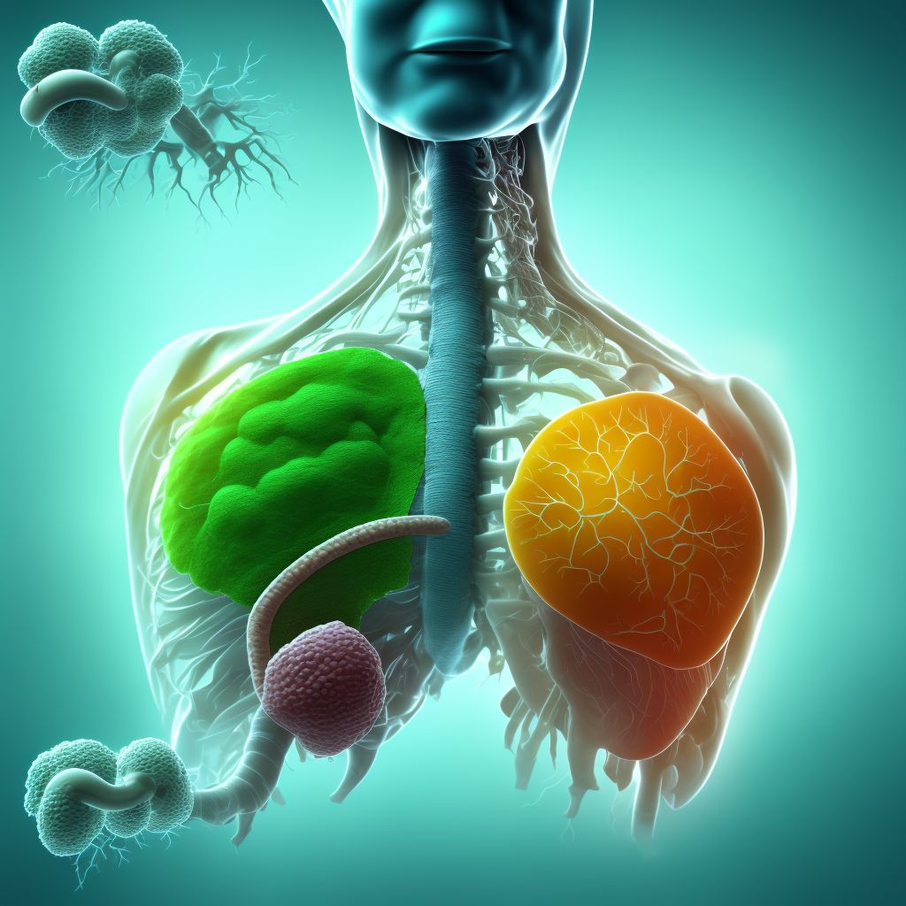 Gastric contents in bronchus causing asphyxiation, sequela digital illustration