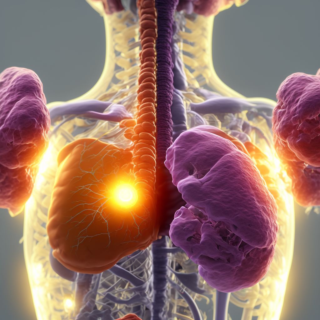 Gastric contents in other parts of respiratory tract causing asphyxiation, sequela digital illustration