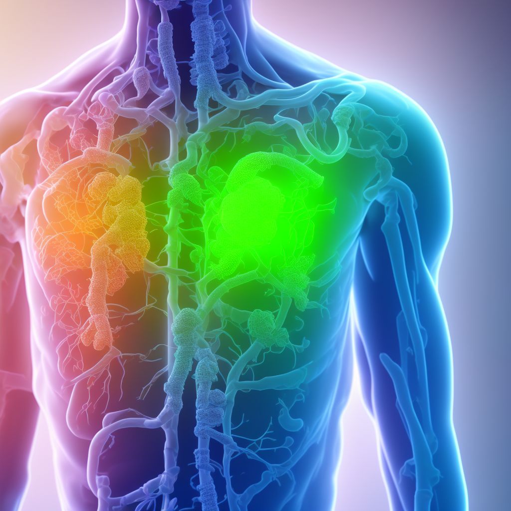 Unspecified foreign body in respiratory tract, part unspecified causing other injury, sequela digital illustration