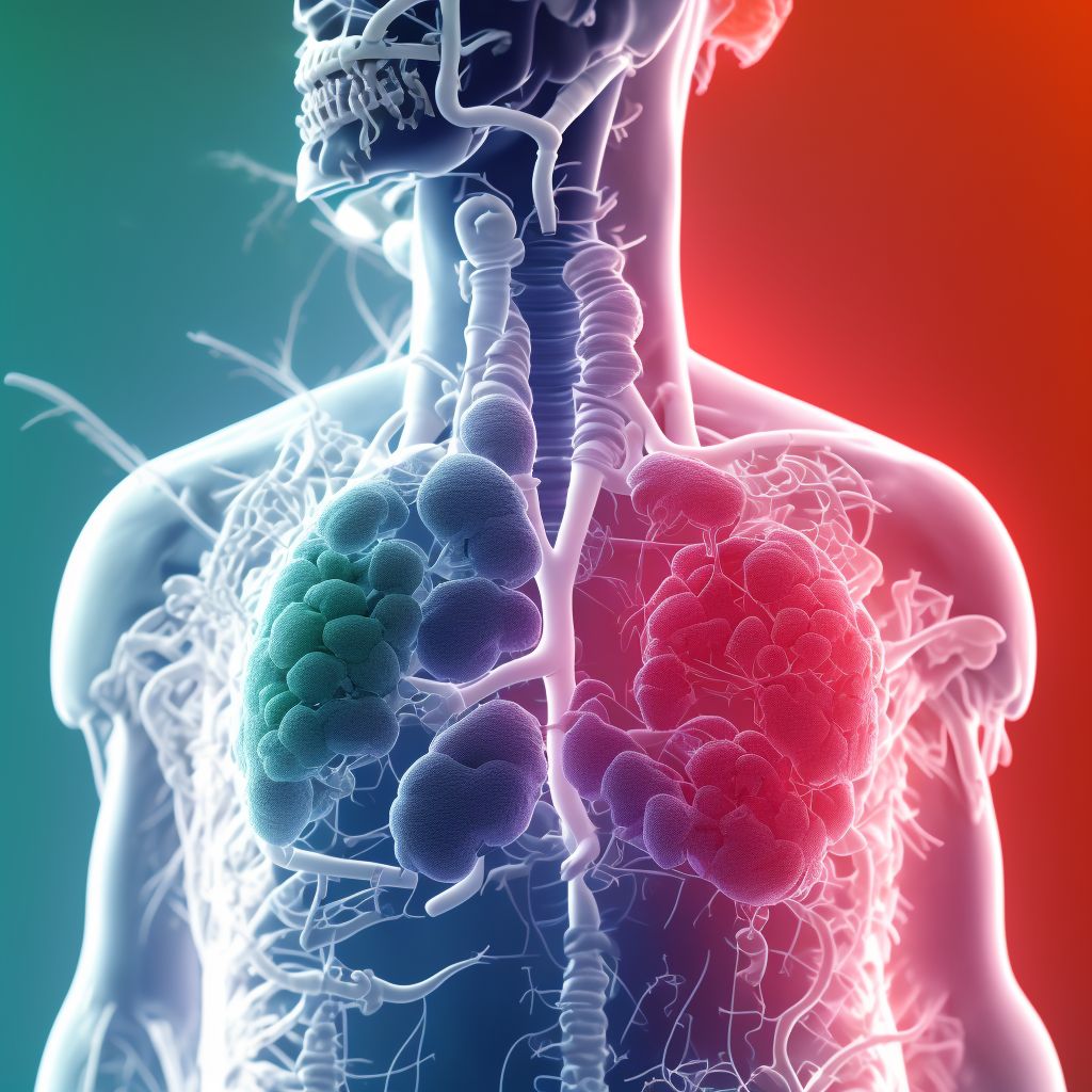 Food in respiratory tract, part unspecified causing other injury, subsequent encounter digital illustration