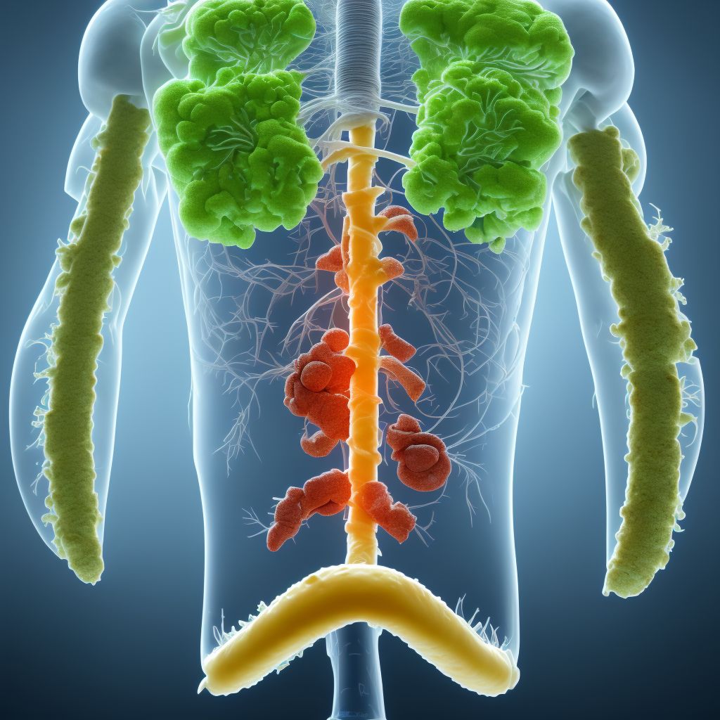 Food in respiratory tract, part unspecified causing other injury, sequela digital illustration