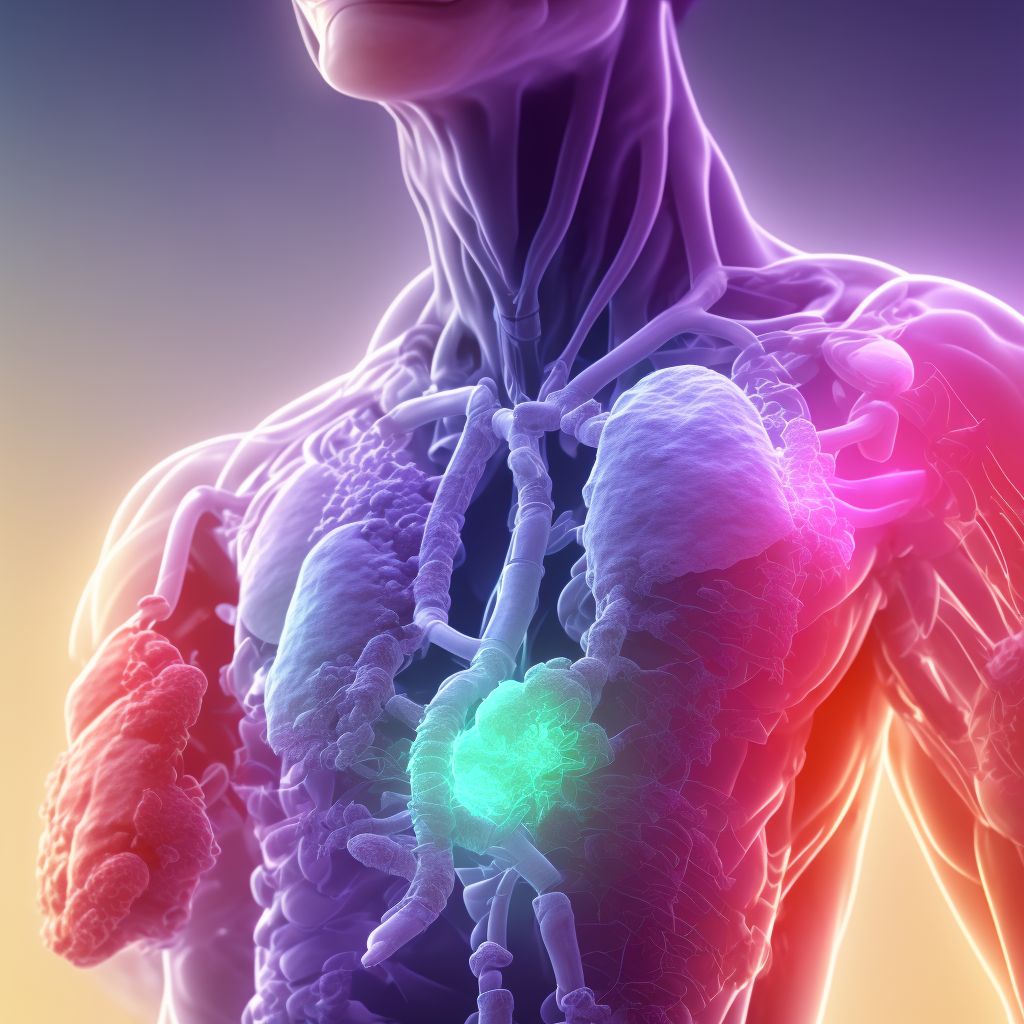 Other foreign object in respiratory tract, part unspecified causing other injury, sequela digital illustration