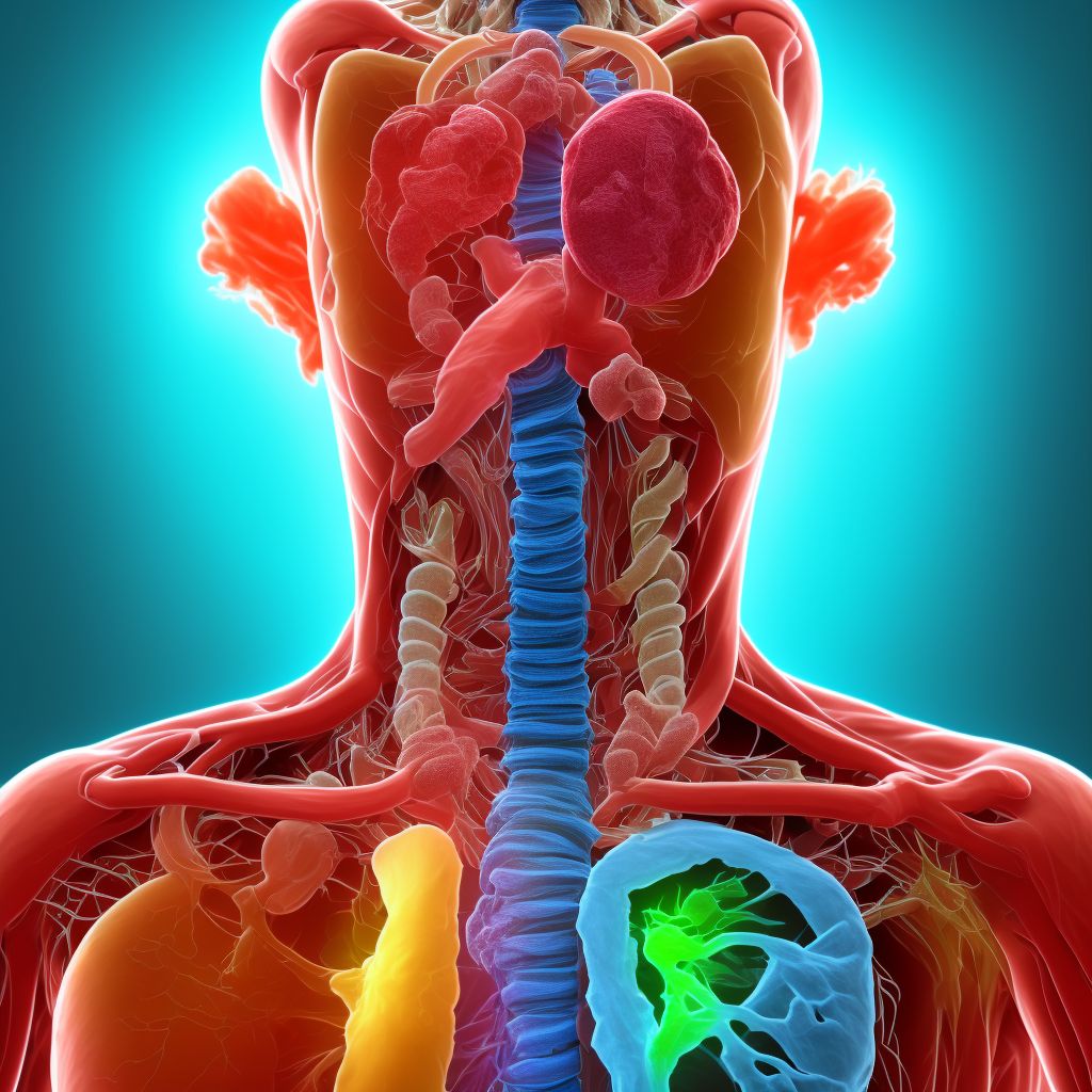 Unspecified foreign body in esophagus causing compression of trachea, sequela digital illustration