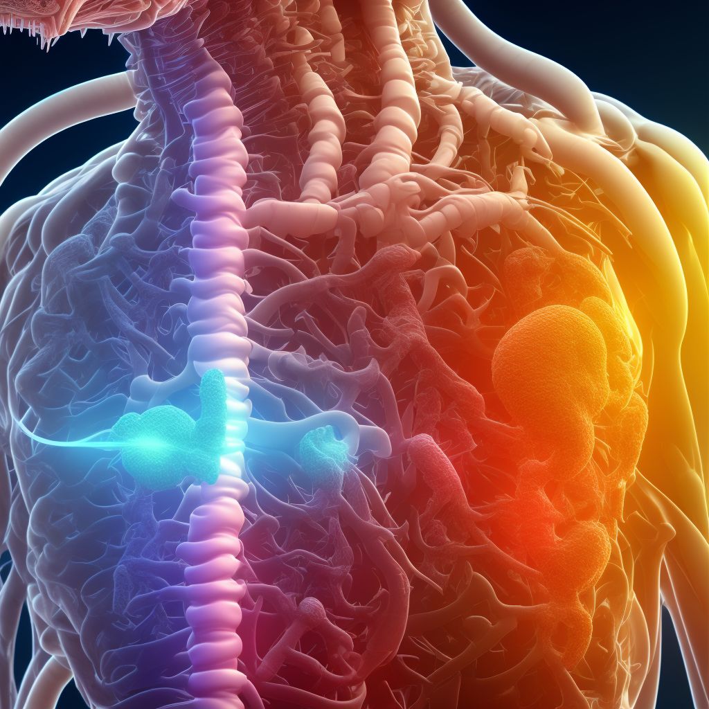 Gastric contents in esophagus causing compression of trachea, subsequent encounter digital illustration