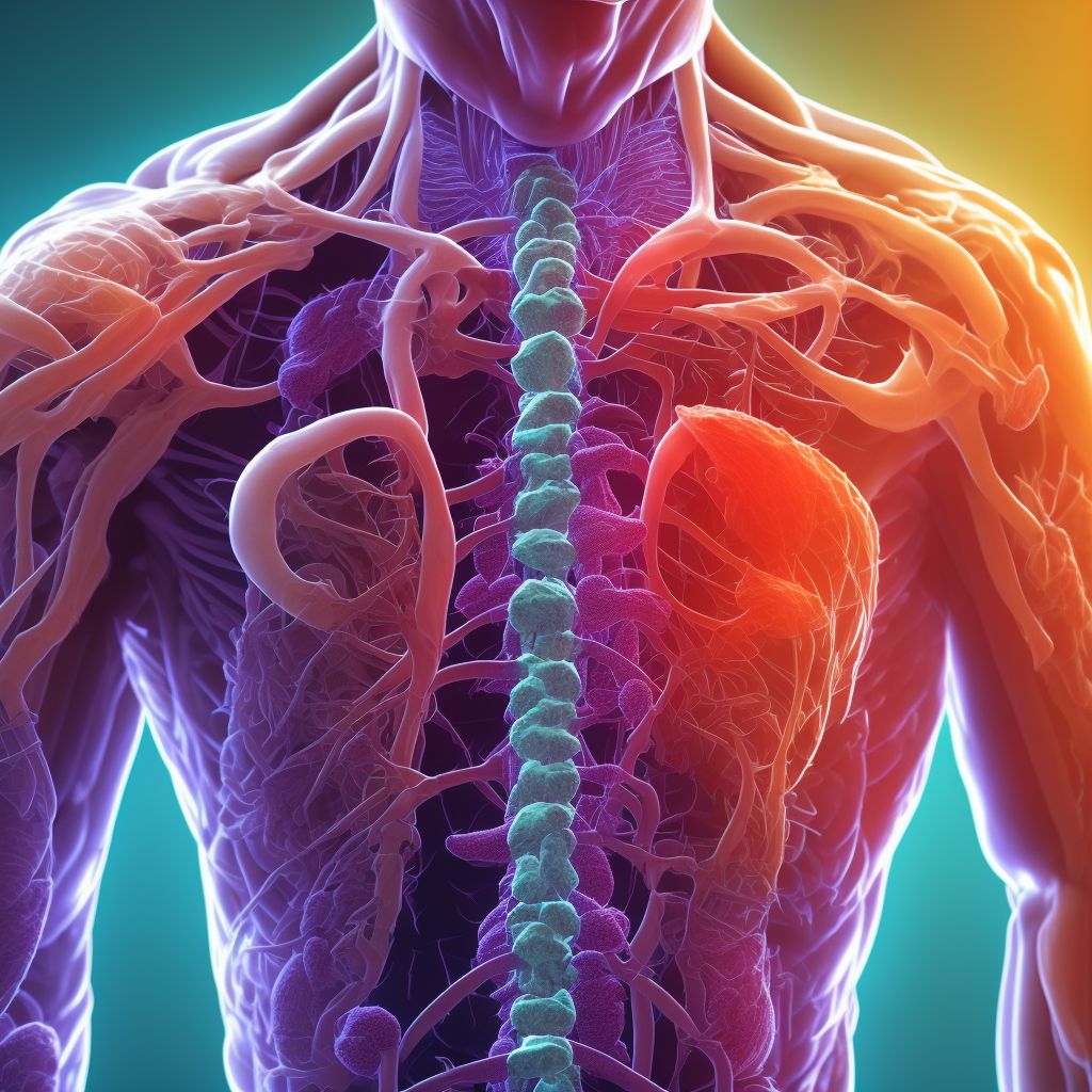 Food in esophagus causing compression of trachea, subsequent encounter digital illustration