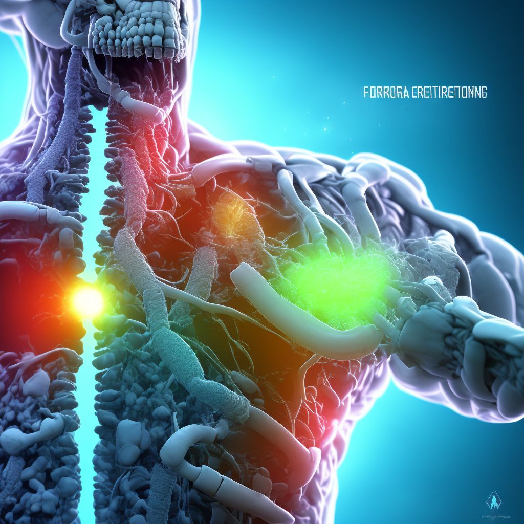 Other foreign object in esophagus causing compression of trachea, subsequent encounter digital illustration