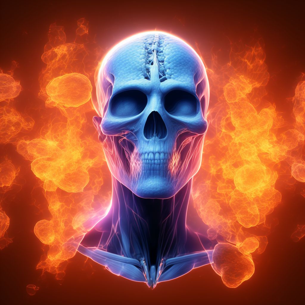 Burn of unspecified degree of head, face, and neck, unspecified site, sequela digital illustration