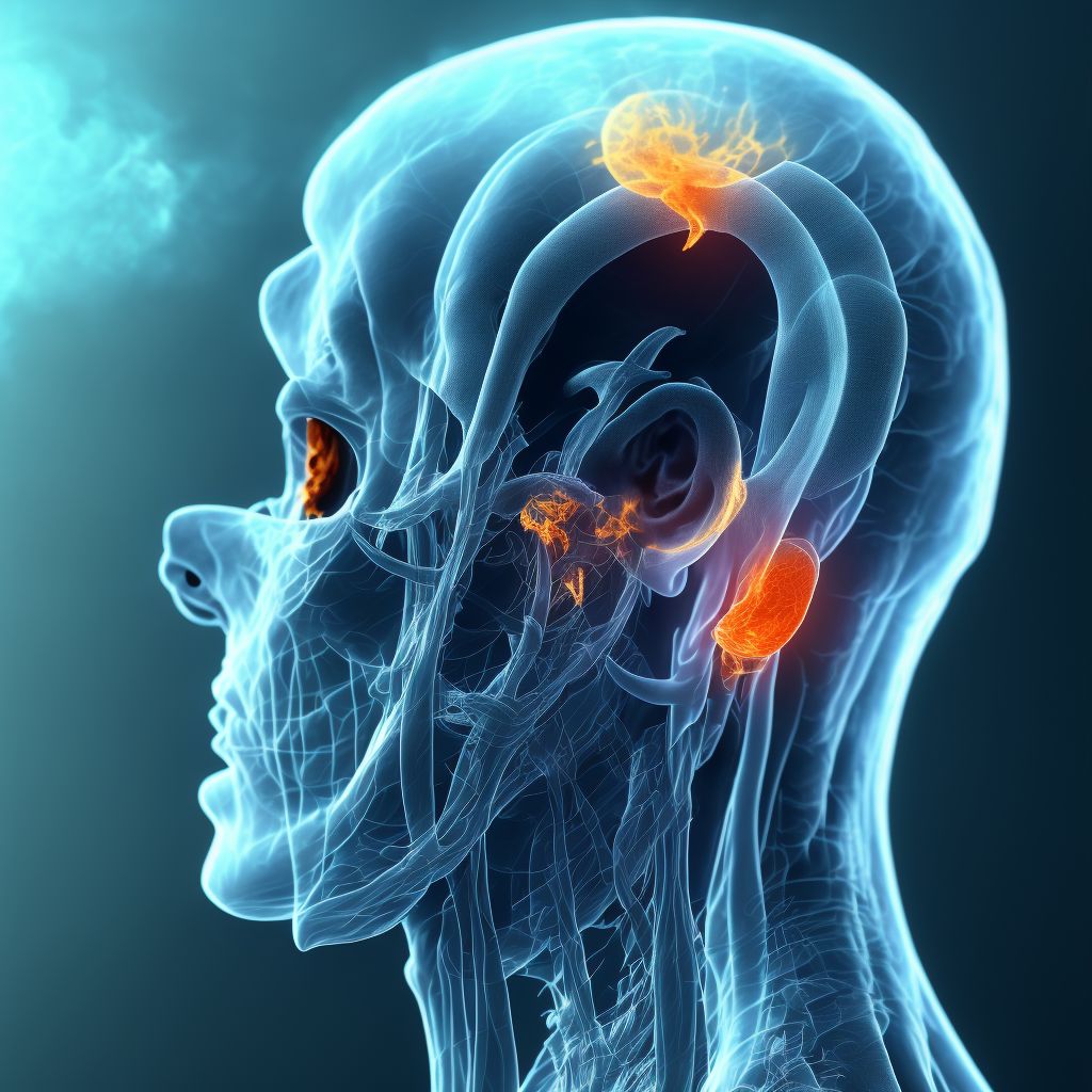 Burn of first degree of unspecified ear [any part, except ear drum], initial encounter digital illustration