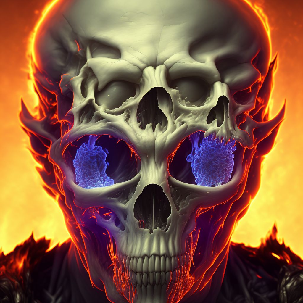 Burn of second degree of head, face, and neck, unspecified site, sequela digital illustration