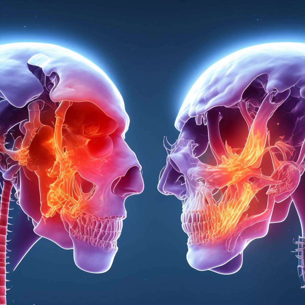 Burn of second degree of right ear [any part, except ear drum], sequela digital illustration