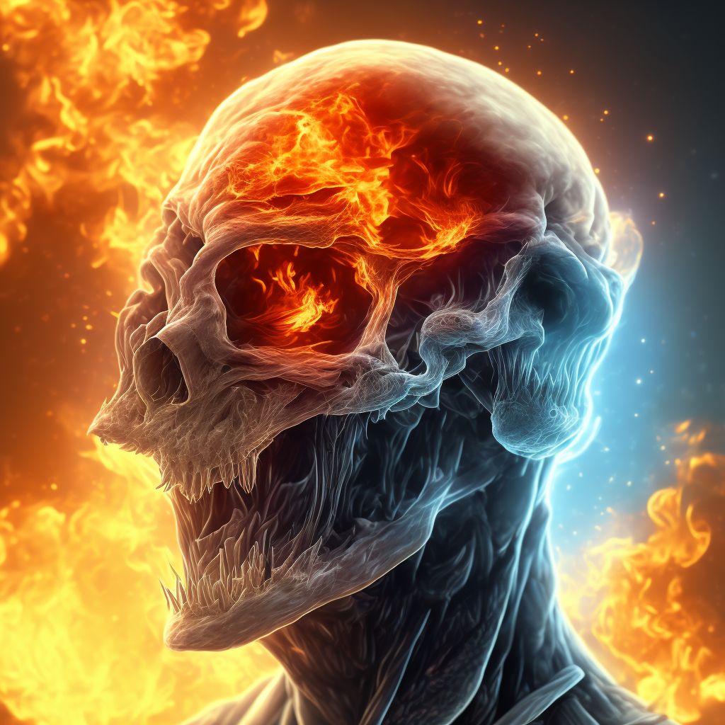 Burn of second degree of multiple sites of head, face, and neck, subsequent encounter digital illustration