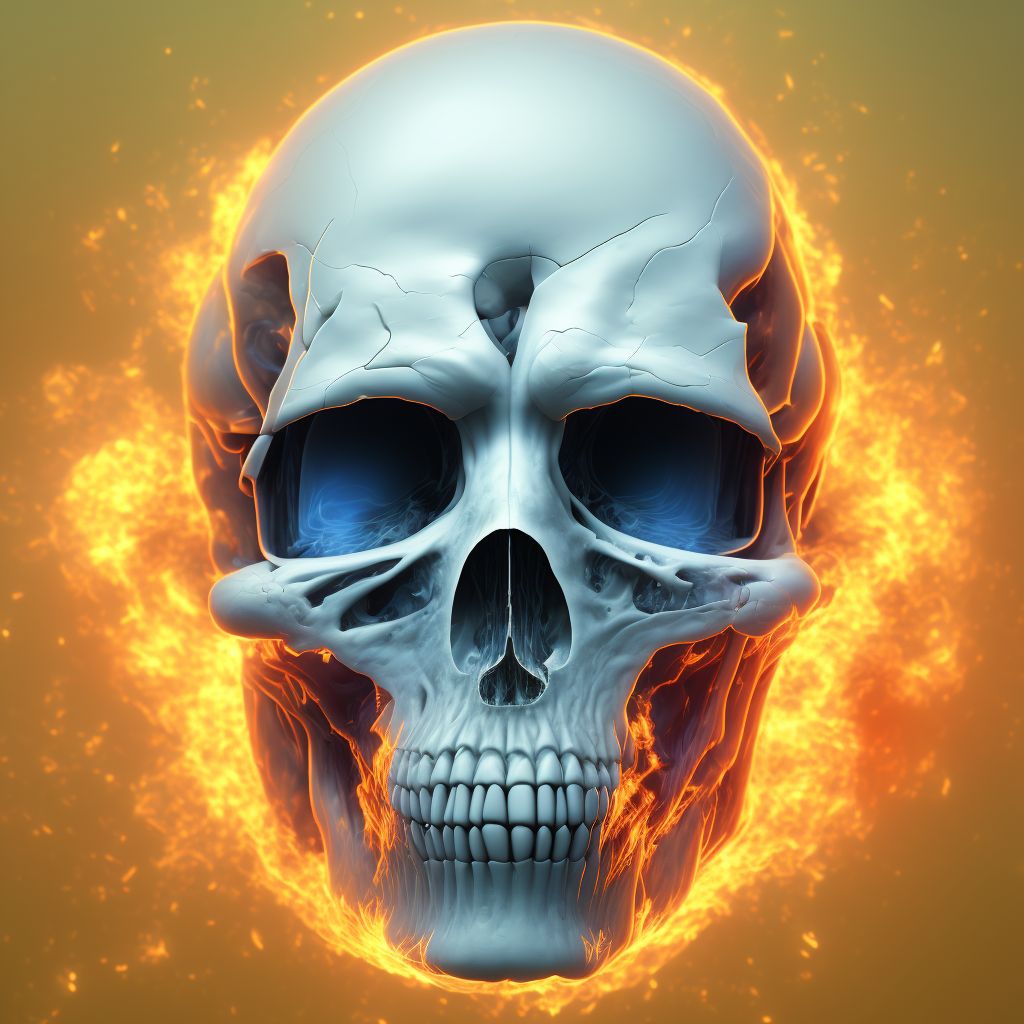 Burn of second degree of multiple sites of head, face, and neck, sequela digital illustration