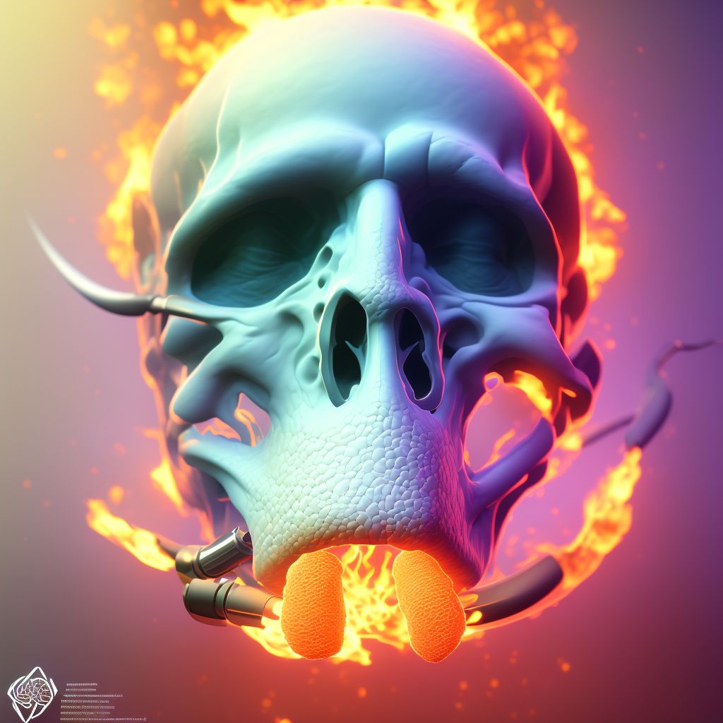 Burn of third degree of nose (septum), sequela digital illustration