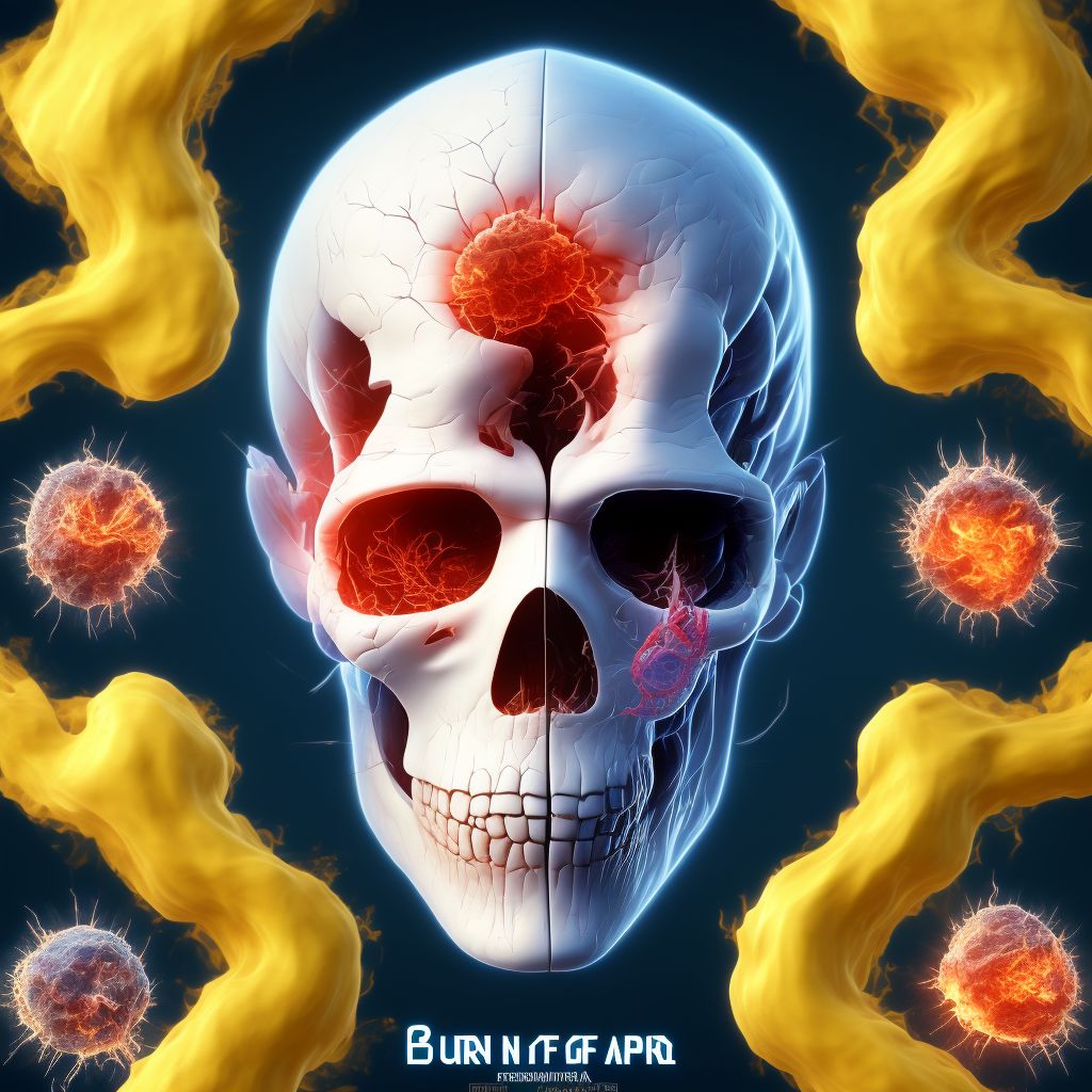 Burn of third degree of scalp [any part], sequela digital illustration