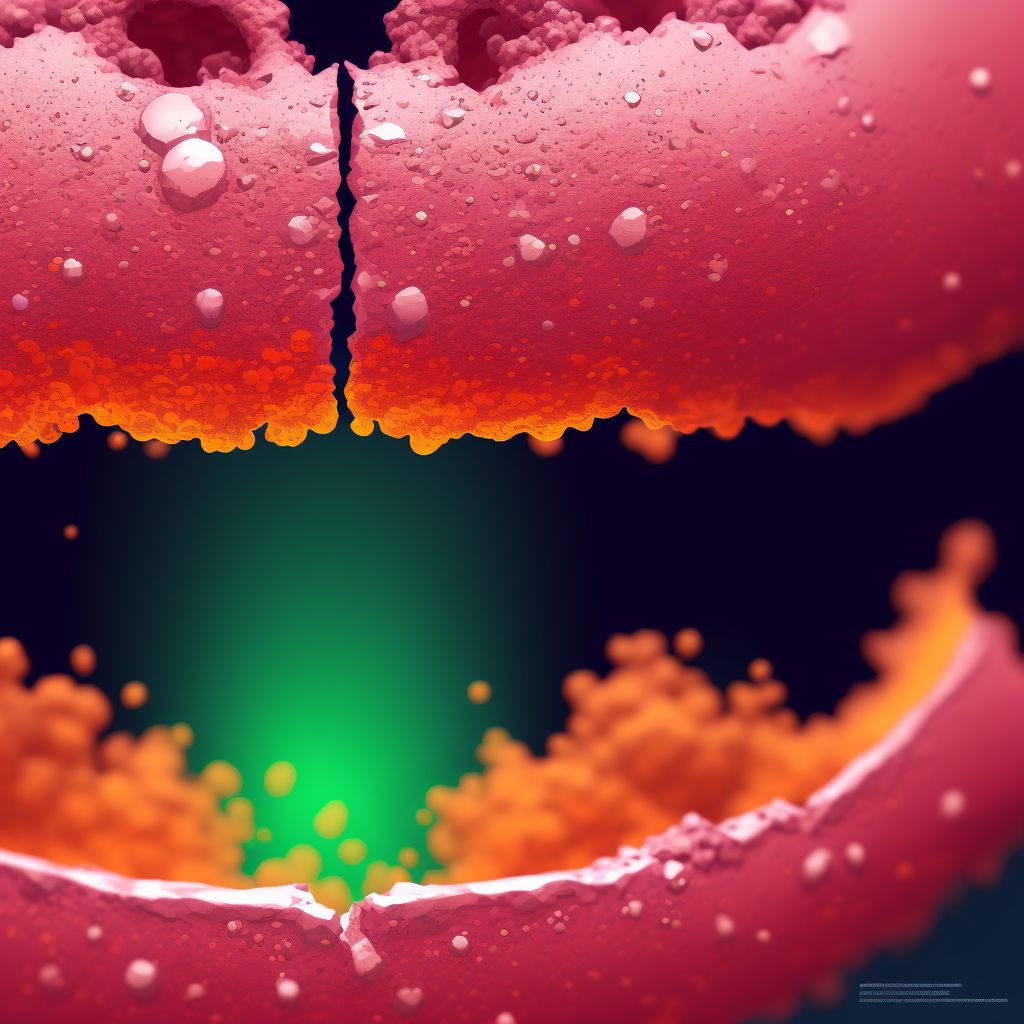 Corrosion of unspecified degree of lip(s), sequela digital illustration