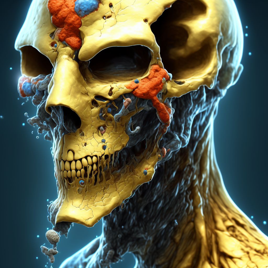 Corrosion of first degree of head, face, and neck, unspecified site, sequela digital illustration