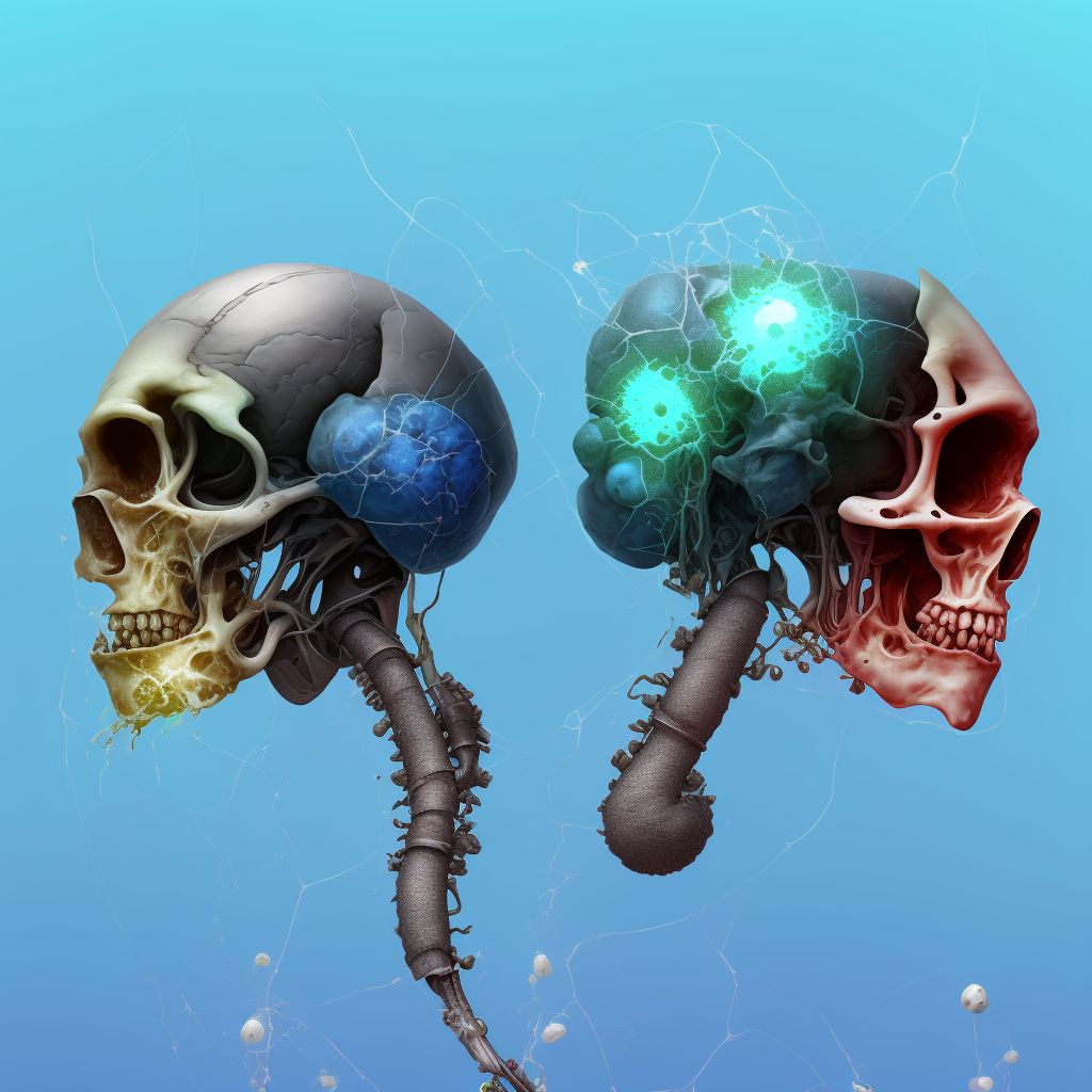 Corrosion of second degree of left ear [any part, except ear drum], sequela digital illustration