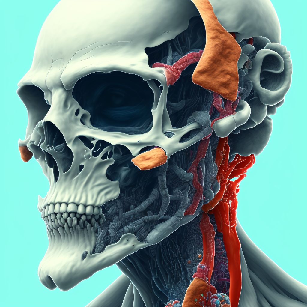 Corrosion of third degree of left ear [any part, except ear drum], sequela digital illustration