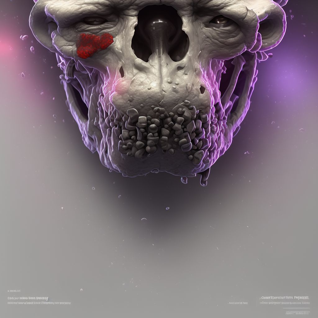 Corrosion of third degree of nose (septum), sequela digital illustration