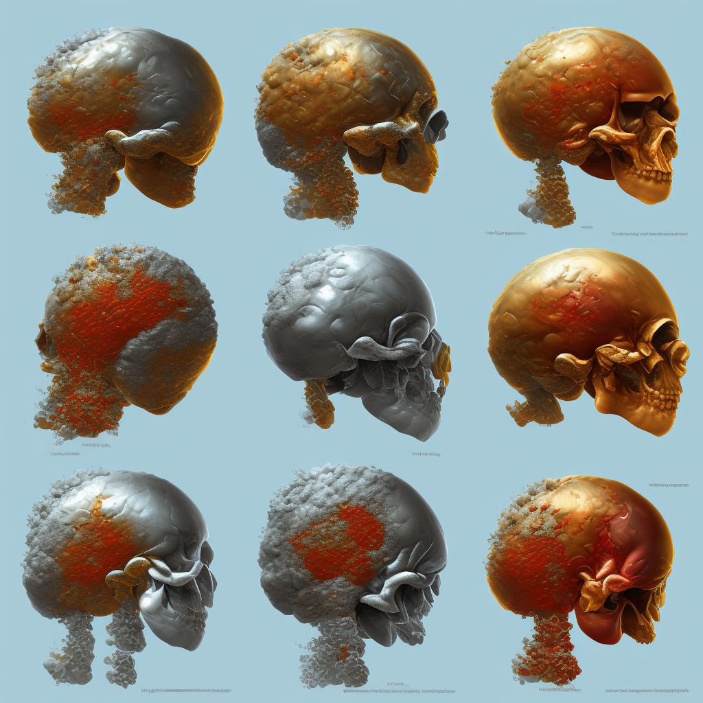 Corrosion of third degree of scalp [any part], sequela digital illustration