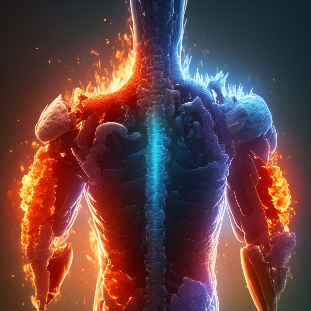 Burn of unspecified degree of lower back, sequela digital illustration