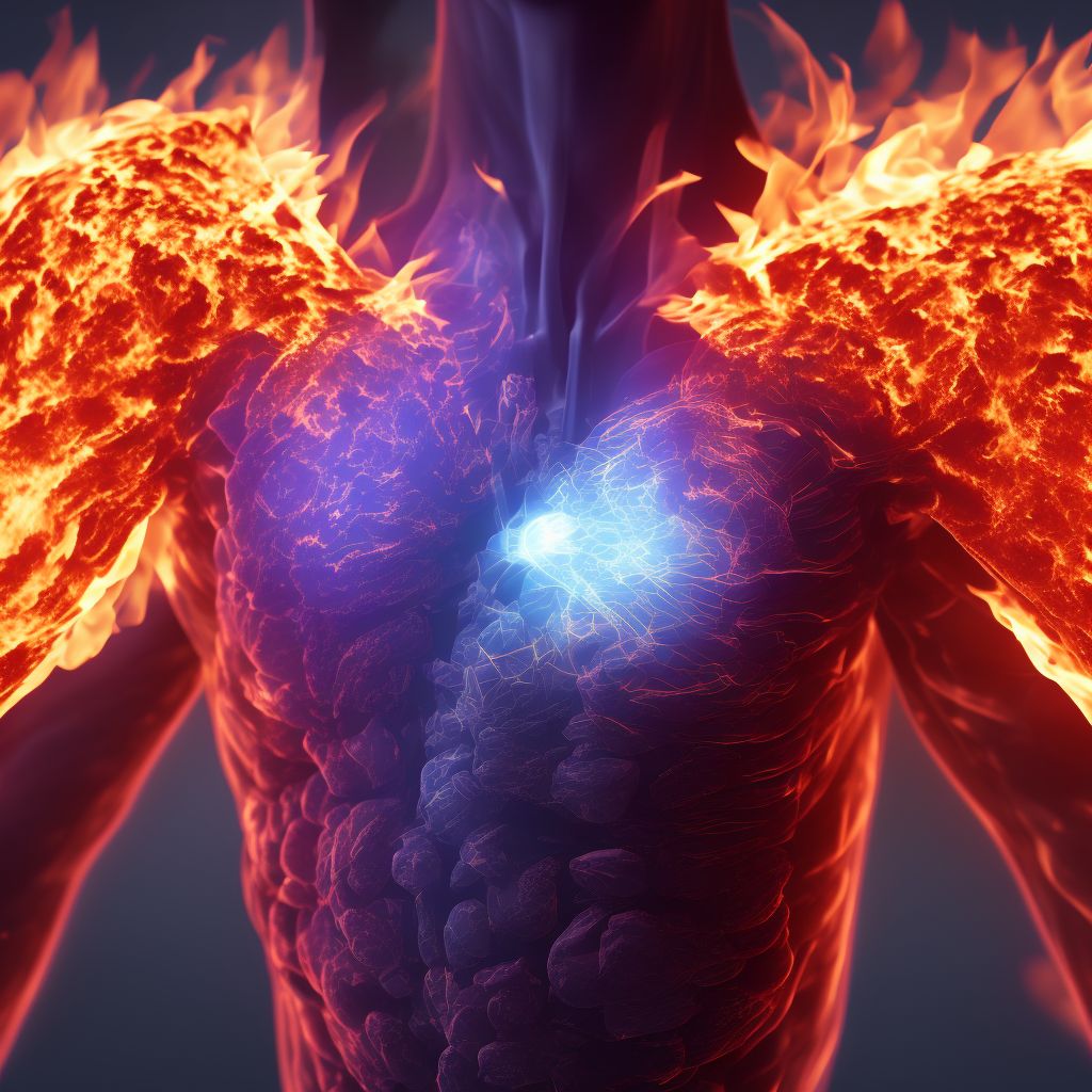 Burn of second degree of left scapular region, sequela digital illustration