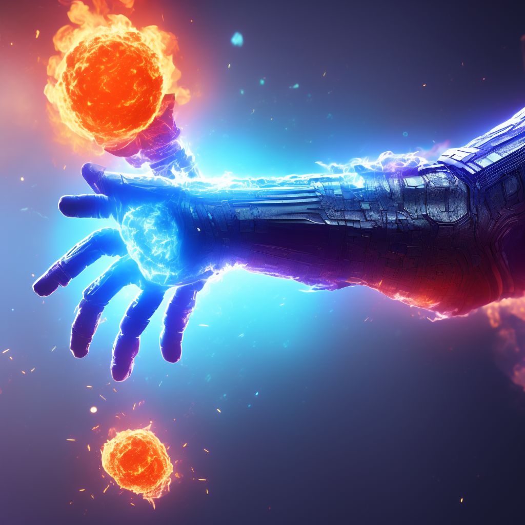 Burn of third degree of unspecified forearm, sequela digital illustration