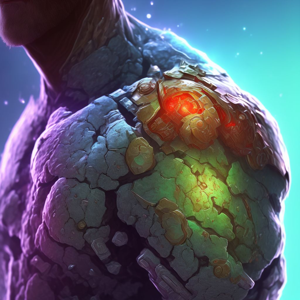 Corrosion of third degree of left shoulder, sequela digital illustration