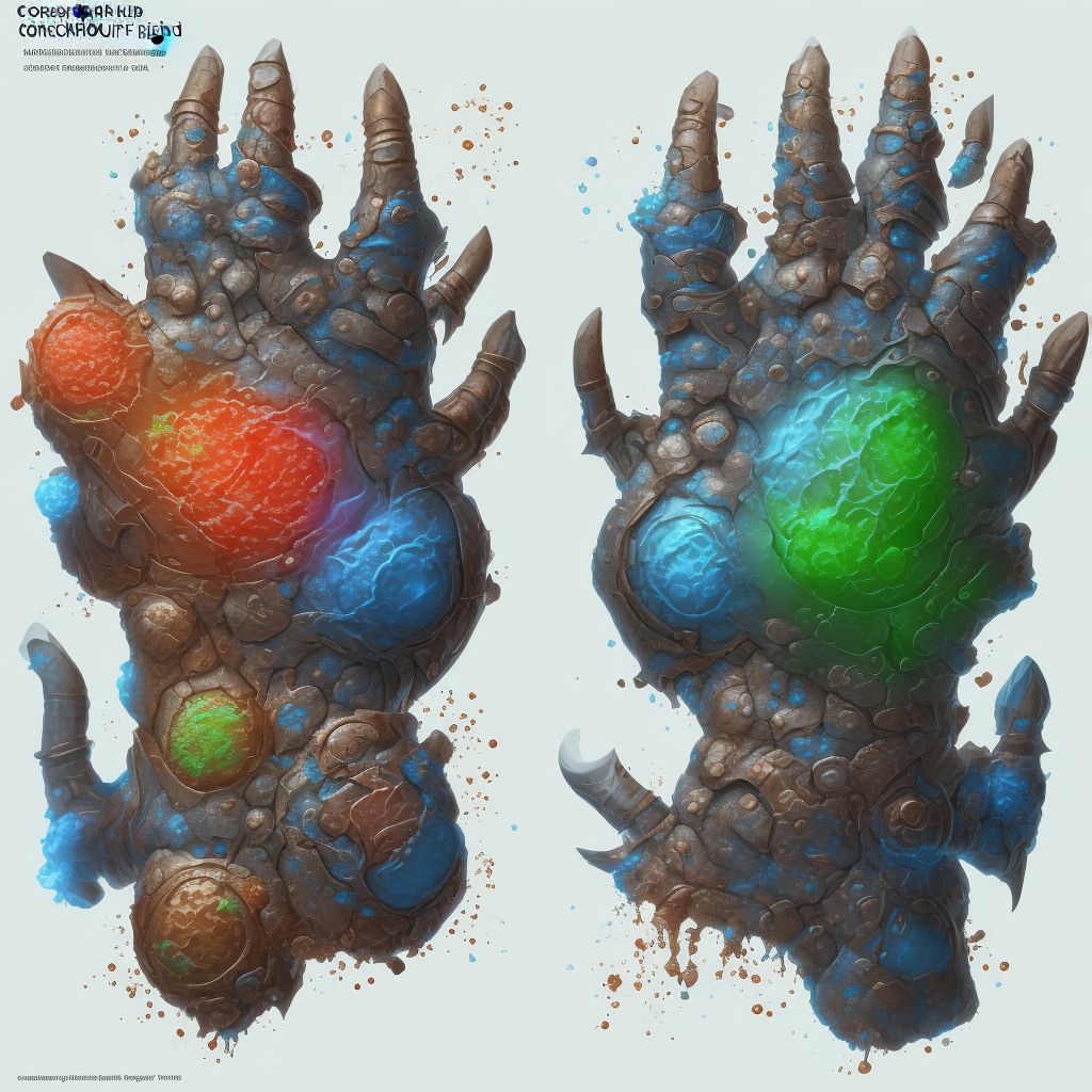 Corrosion of third degree of multiple sites of right shoulder and upper limb, except wrist and hand, sequela digital illustration