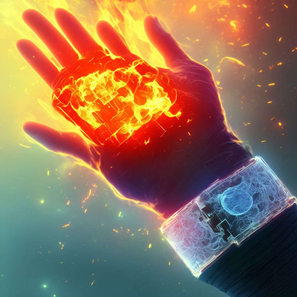 Burn of first degree of multiple sites of unspecified wrist and hand, initial encounter digital illustration