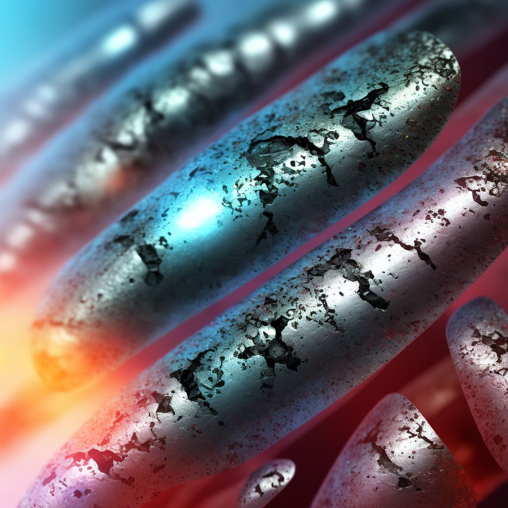 Corrosion of second degree of unspecified multiple fingers (nail), including thumb, sequela digital illustration