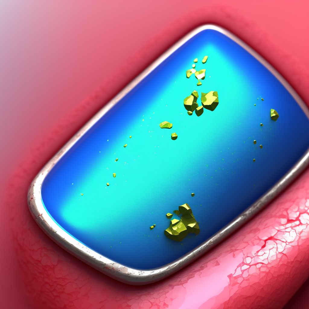 Corrosion of third degree of single right finger (nail) except thumb, initial encounter digital illustration