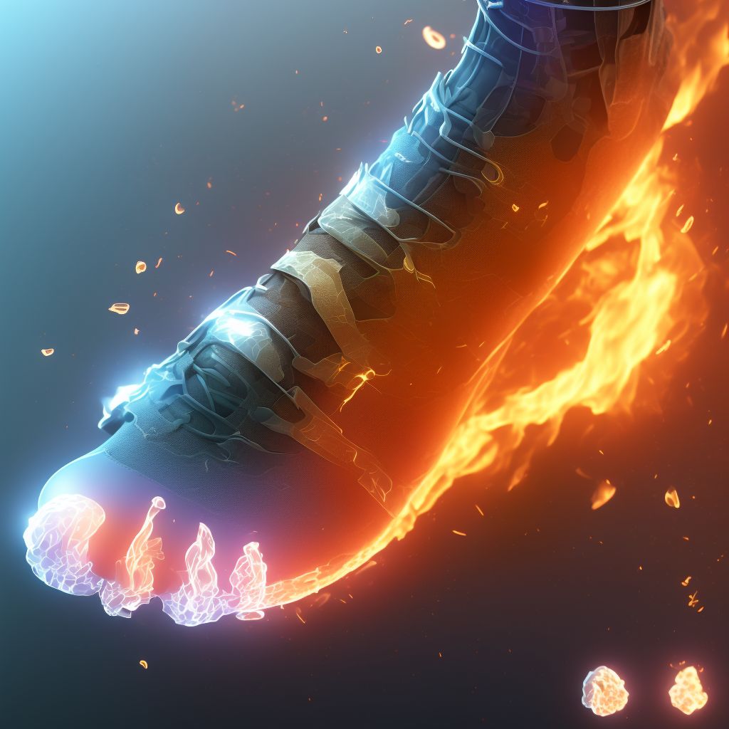 Burn of unspecified degree of unspecified site of right lower limb, except ankle and foot, sequela digital illustration