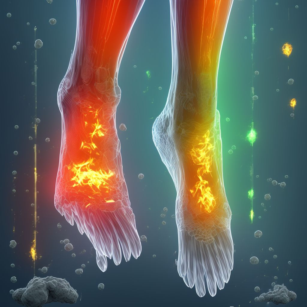 Burn of unspecified degree of unspecified lower leg, sequela digital illustration