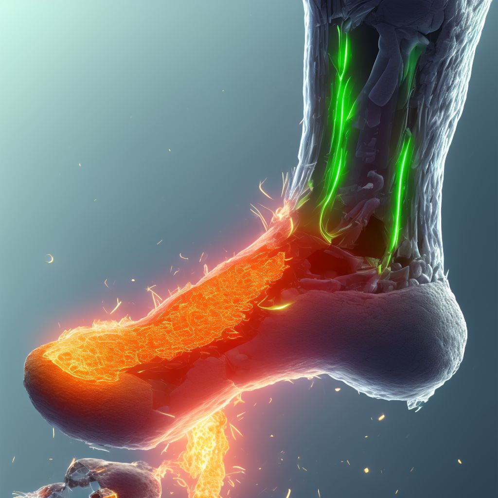 Burn of second degree of unspecified site of right lower limb, except ankle and foot, sequela digital illustration