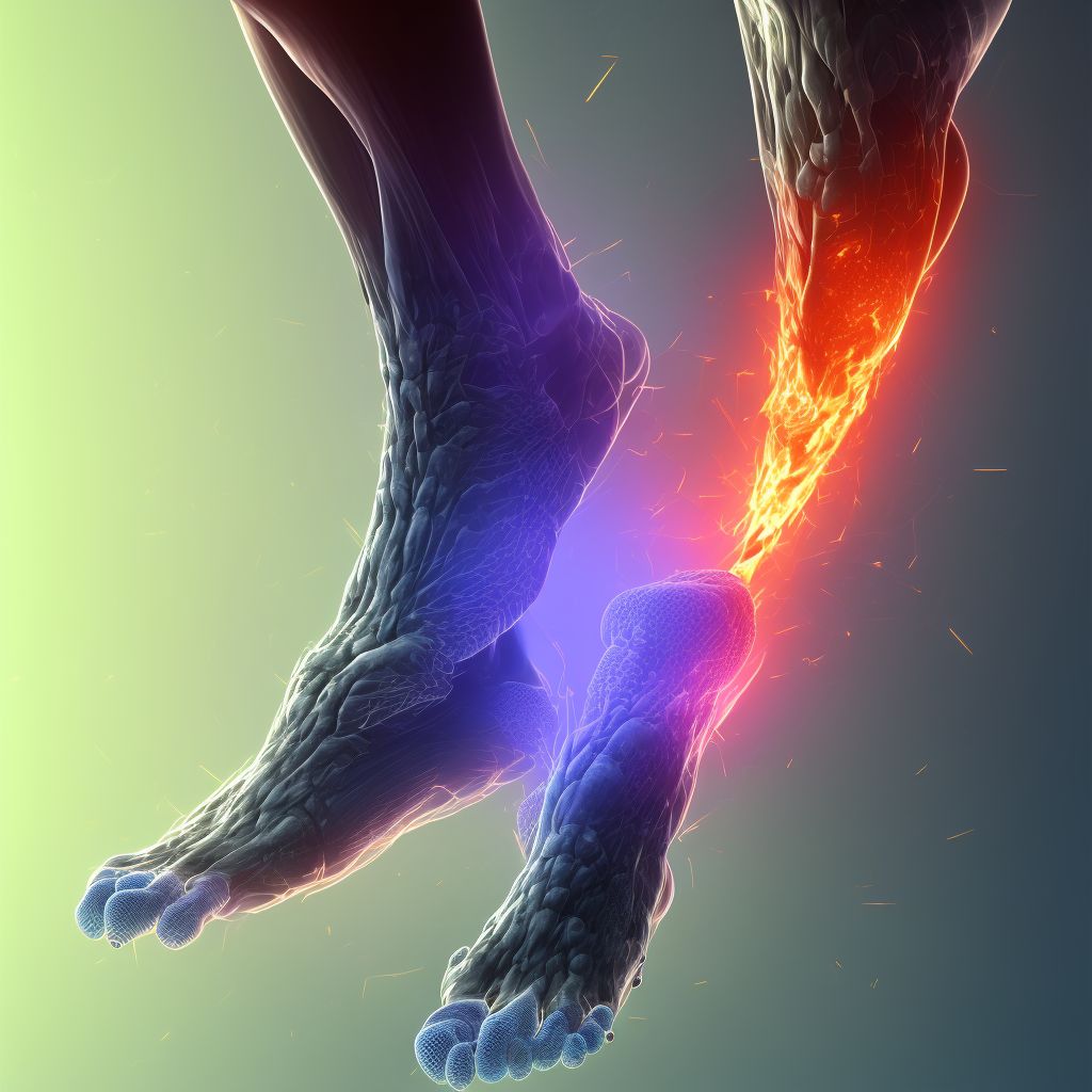 Burn of second degree of unspecified site of left lower limb, except ankle and foot, sequela digital illustration