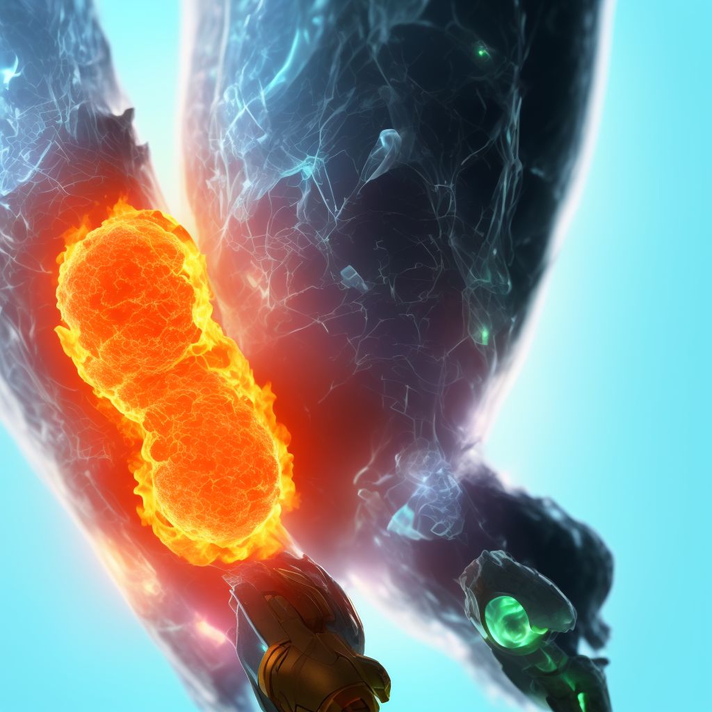 Burn of second degree of unspecified knee, sequela digital illustration